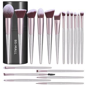 Bs-Mall 18 Pieces Purple Premium Synthetic Makeup Brushes Set With Black Case